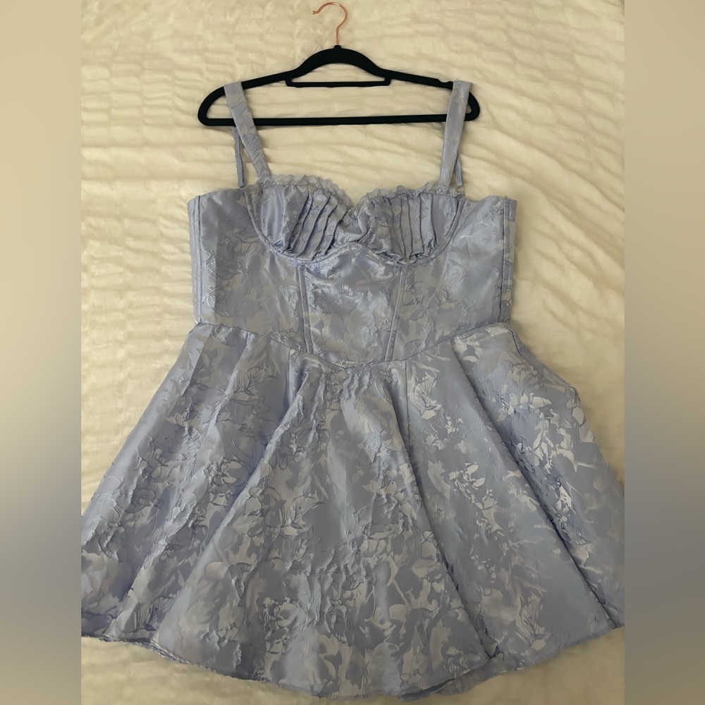 Windsor Sky Blue Dress with Floral Design